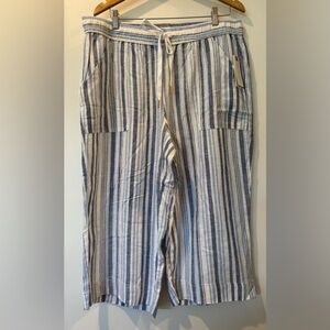 Land N Sea women’s Rayon & Linen blend striped wide leg capris size 1X NEW!